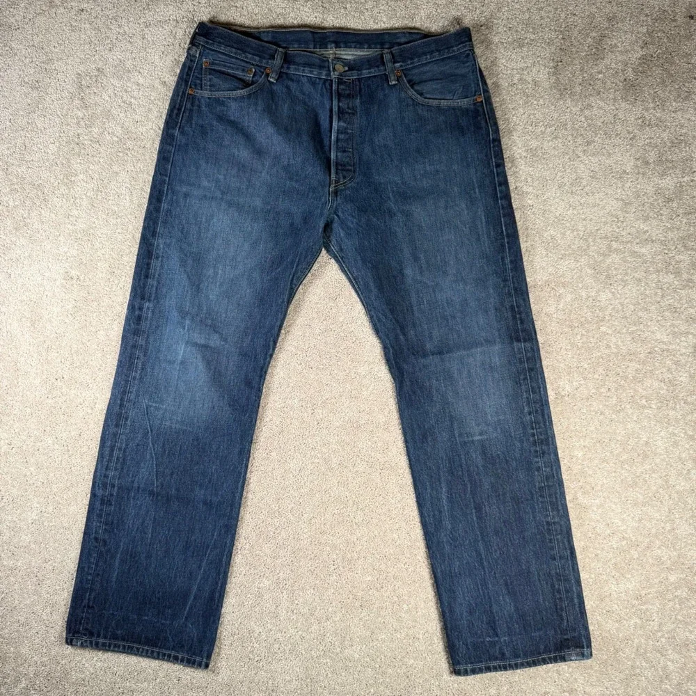Levis 501‎ Original Fit Jeans Mens 40x32 Dark Wash Blue Denim Button Fly